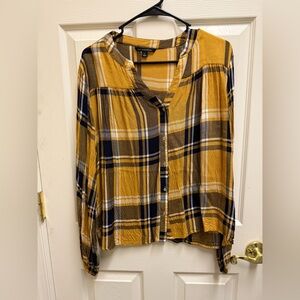 Zac & Rachel Mustard Plaid Button-Up Top